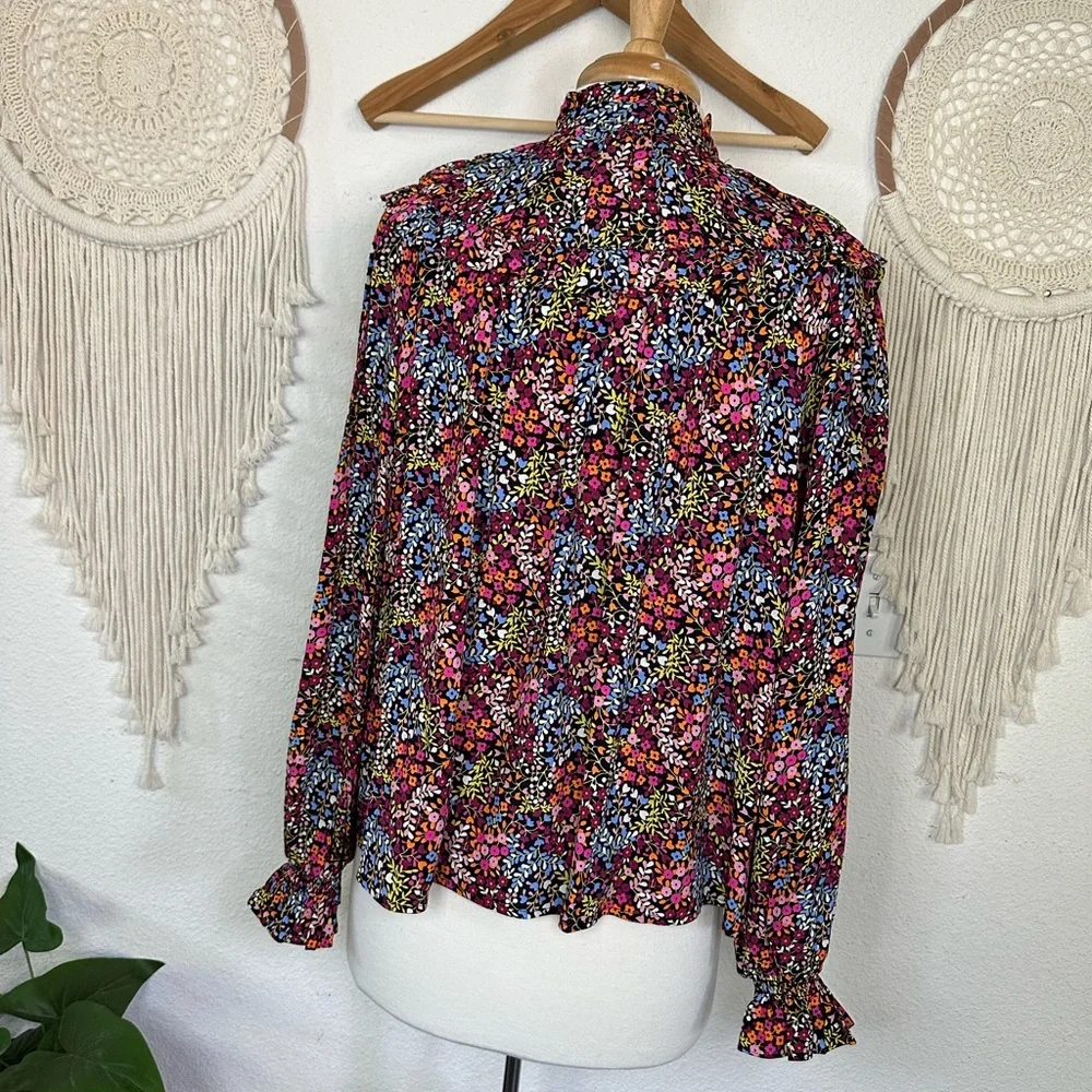 Boden colorful floral Ruffled Long Sleeve Blouse Size 8